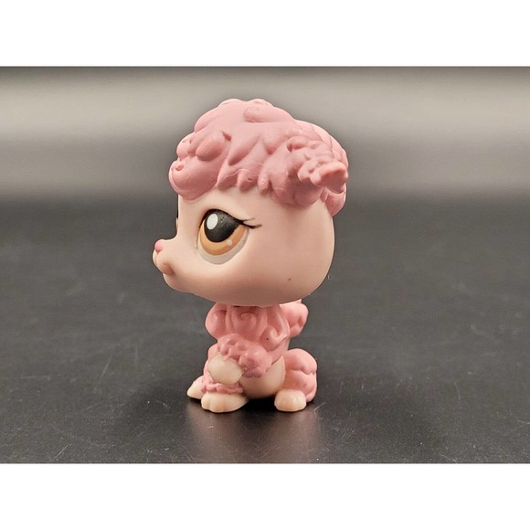 Littlest Pet Shop LPS Pink French Poodle Hasbro Dog Figure Brown Eyes - Picture 6 of 10